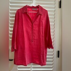 Chico’s red linen tunic, cover-up, Size 3